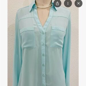 Express Women's Aqua Button-Down Shirt